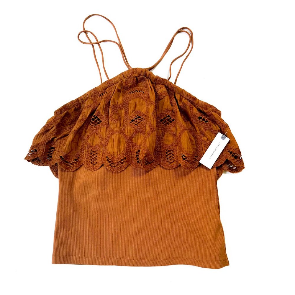 NWT anthropologie strappy tank top w/lace detail M - Picture 4 of 7